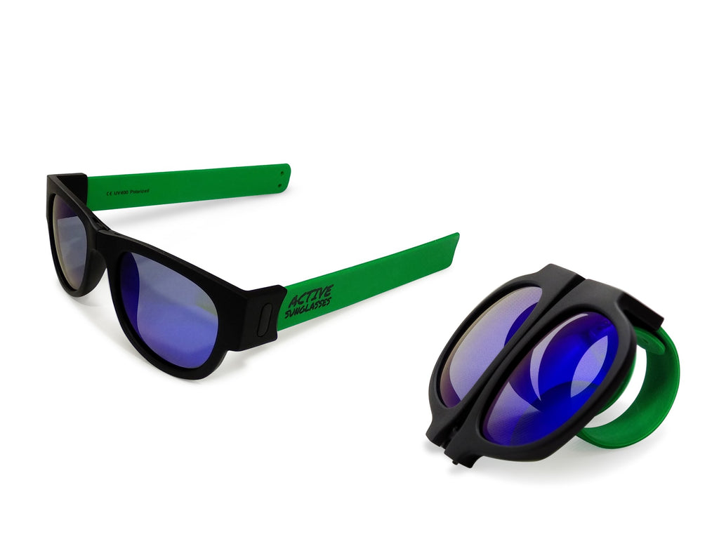 Active Sunglasses - Green - Deep Blue Mirror