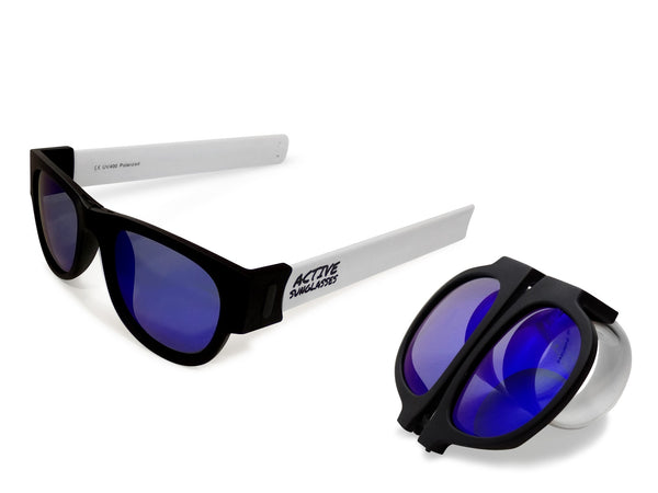 Active Sunglasses - White - Deep Blue Mirror